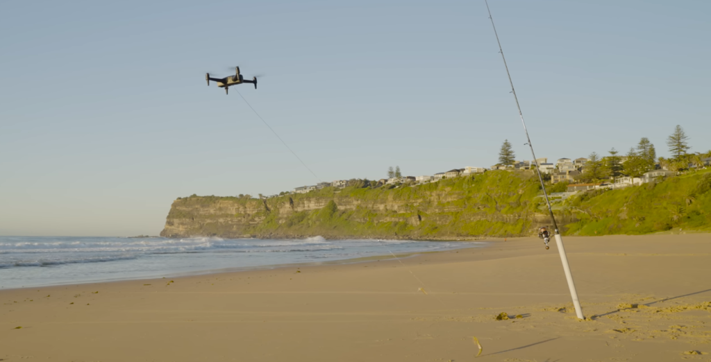 Dron con anzuelo para pescar